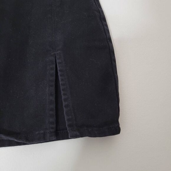 Lioness Black Denim Mini Skirt Size Small Front Slit Y2K Grunge - Picture 4 of 7